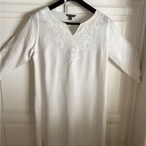 Tommy Bahama White Linen Dress sz M 100% linen